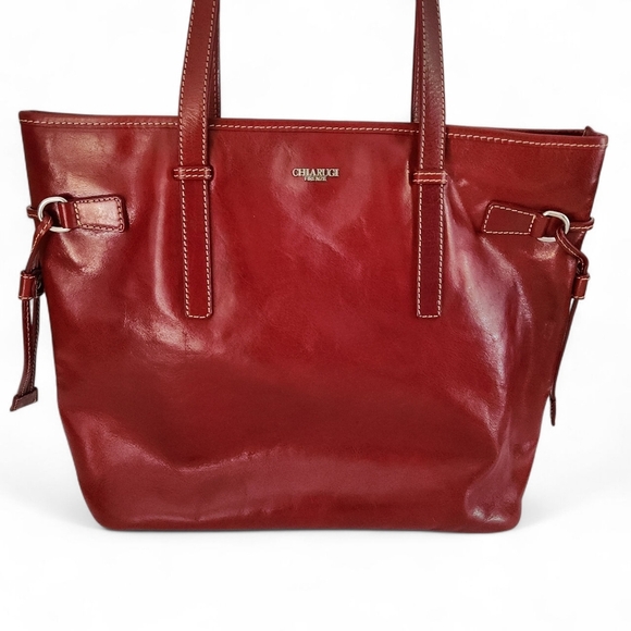 CHIARUGI red Italian leather tote shopper bag - Picture 12 of 16
